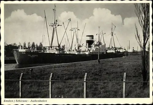 Ak Emden in Ostfriesland, Schleuse, Außenhafen