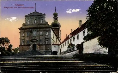 Ak Amberg in der Oberpfalz Bayern, Bergkirche mit Franziskanerkloster