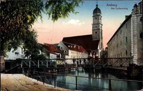 Ak Amberg in der Oberpfalz Bayern, Am Lederersteg