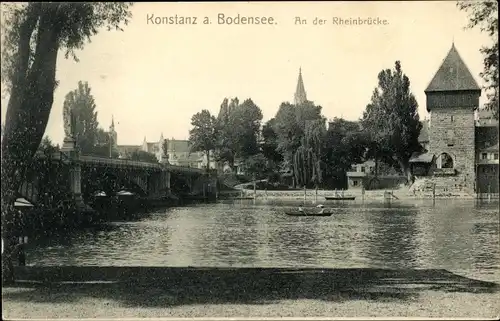 Ak Konstanz am Bodensee, An der Rheinbrücke