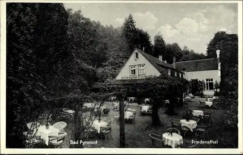 Ak Bad Pyrmont in Niedersachsen, Kaffee Restaurant Friedensthal, Bes. G. Freckmann