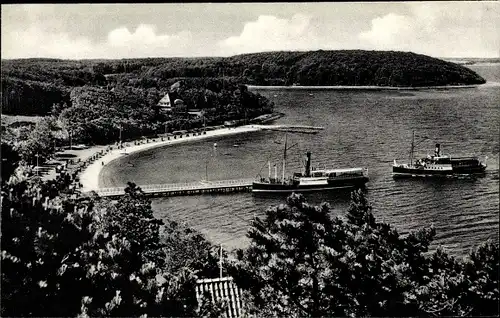 Ak Glücksburg an der Ostsee, Dampfer am Anleger