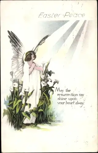 Ak Glückwunsch Ostern, Easter Peace, Engel, Blumen