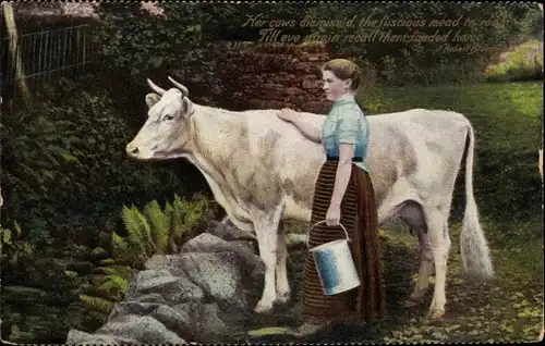 Ak Frau mit Kuh