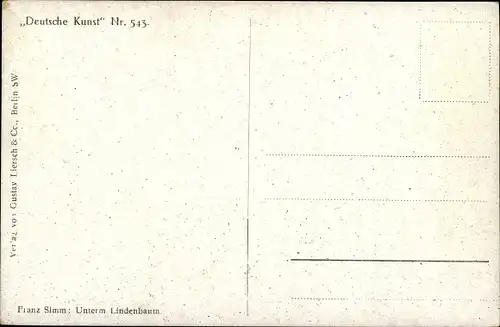 Künstler Ak Simm, Franz, Unterm Lindenbaum, Liebespaar