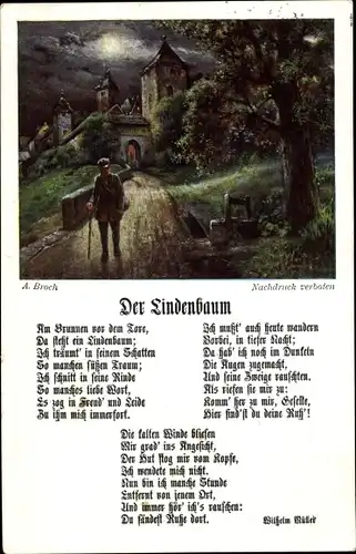 Lied Künstler Ak Broch, A., Der Lindenbaum, Am Brunnen vor dem Tore, Wilhelm Müller