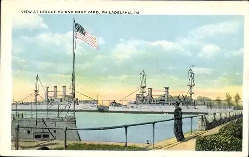 Ak Philadelphia Pennsylvania USA, View at League Island Navy Yard