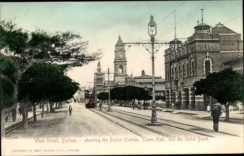Ak Durban Südafrika, West Street, Police Station, Town Hall, Natal Bank