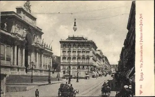 Ak Roma Rom Lazio, Via Nazionale il Palazzo delle Belle Artii