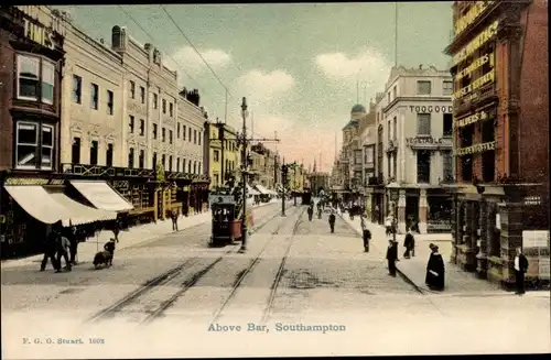 Ak Southampton Hampshire England, Above Bar, Tram