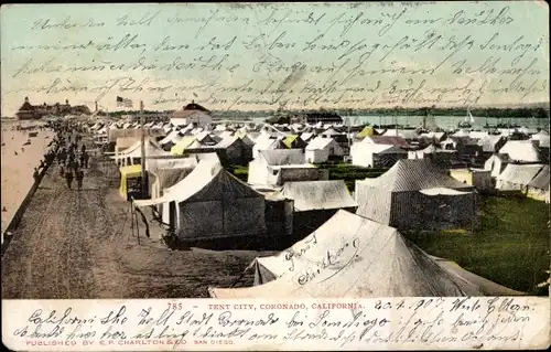 Ak Coronado Kalifornien USA, Tent City, Zelte
