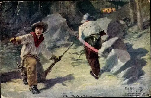 Künstler Ak Schultz, F. W., The Cattle Thieves, Viehdiebe