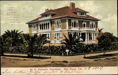 Ak San Diego Kalifornien USA, Residence of Henry W. Putnam, Wohnhaus
