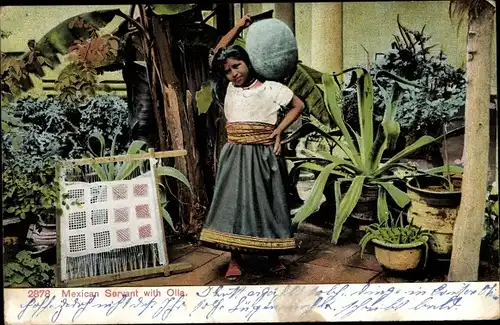 Ak Mexican Servant with Olla, Mexikanerin