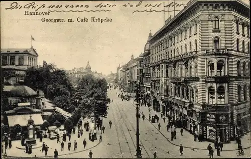 Ak Hannover in Niedersachsen, Georgstraße mit Café Kröpcke