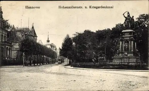 Ak Hannover in Niedersachsen, Hohenzollernstr. u. Kriegerdenkmal
