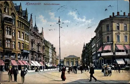 Ak Hannover, Blick auf die Bahnhofstrasse, Café Kasten