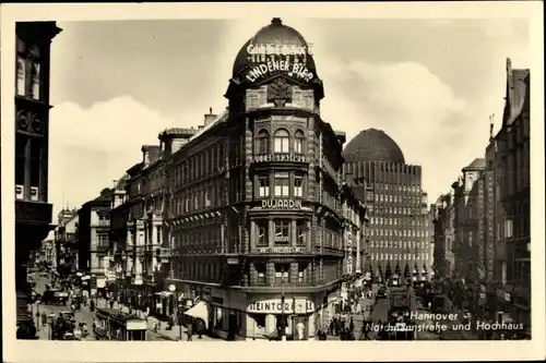 Ak Hannover in Niedersachsen, Nordmannstraße und Hochhaus, Straßenbahn