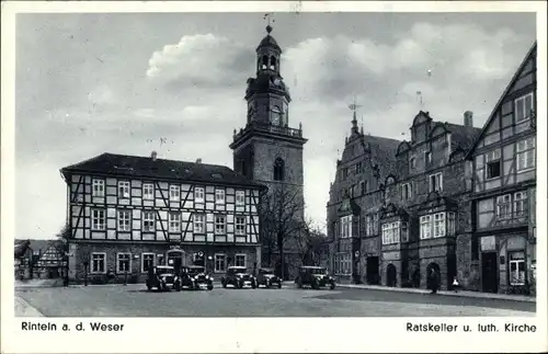 Ak Rinteln an der Weser, Ratskeller und lutherische Kirche