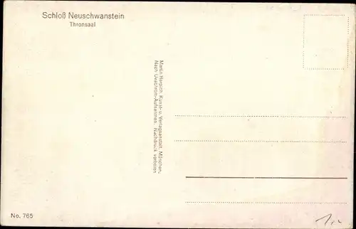 Ak Hohenschwangau Schwangau im Ostallgäu, Schloss Neuschwanstein, Thronsaal, Nr. 765