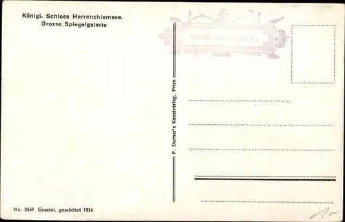 Ak Herrenchiemsee Chiemsee Oberbayern, Grosse Spiegelgalerie im Schloss, Nr. 3458