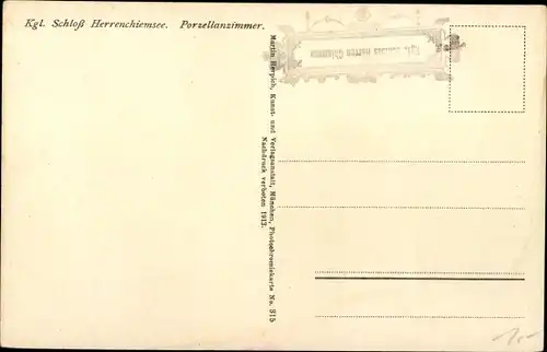 Ak Herrenchiemsee Chiemsee Oberbayern, Porzellanzimmer im Schloss, Nr. 315