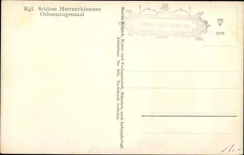 Ak Herrenchiemsee Chiemsee Oberbayern, Ochsenaugensaal im Schloss, Nr. 3182