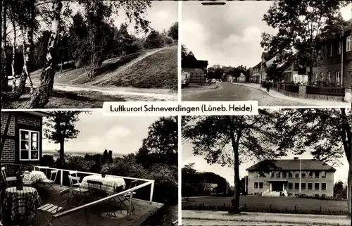 Ak Schneverdingen Lüneburger Heide, Walpartie, Hügel, Gasthaus, Außenansicht, Terrasse, Hauptstraße