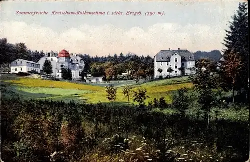 Ak Kretscham Rothensehma Neudorf Sehmatal im Erzgebirge, Teilansicht, Villen