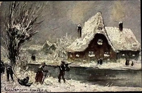 Künstler Ak v. Senger, L., Wintermotiv