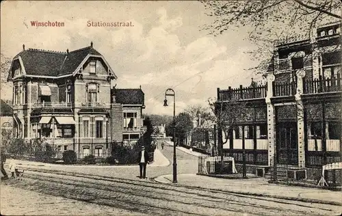 Ak Winschoten Oldambt Groningen, Stationstraat