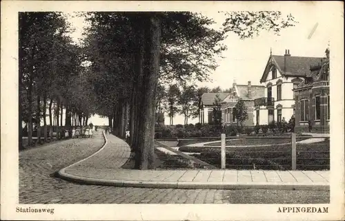 Ak Appingedam Groningen Niederlande, Stationsweg