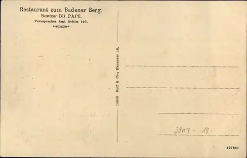 Ak Baden Achim bei Bremen, Partie in der Schlucht, Steile Wand am Blocksberge, Gasthaus Badener Berg