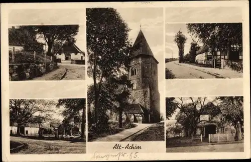 Ak Achim bei Bremen, Dorfpartie, Kirche