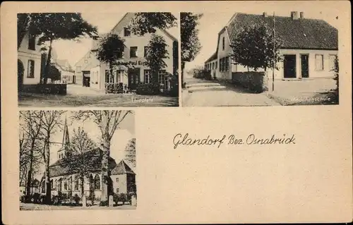 Ak Glandorf in Niedersachsen, Thieplatz, Mädchenschule, Kirche