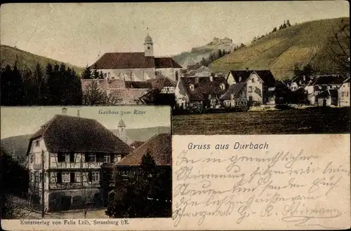 Ak Durbach in Baden, Blick auf den Ort, Gasthaus zum Ritter