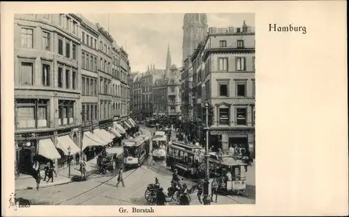 Ak Hamburg Mitte Altstadt, Gr. Burstah, Straßenbahnen