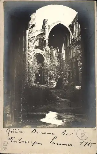 Ak Ruine Domäne bei Antwerpen Anvers, Sommer 1915, Würzburg am Main Unterfranken, Burkardertor