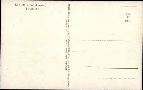 Ak Hohenschwangau Schwangau im Ostallgäu, Schloss Neuschwanstein, Thronsaal, Nr. 462