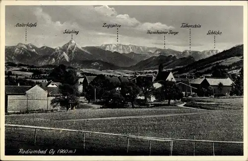 Ak Oy Mittelberg im Allgäu, Teilansicht mit Gebirge