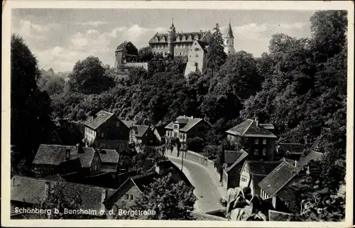 Ak Schönberg Bensheim an der Bergstraße, Teilansicht mit Schloss