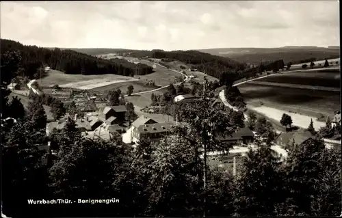 Ak Wurzbach im Saale Orla Kreis, Benignengrün, Blick auf den Ort mit Umgebung