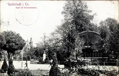 Ak Leutenberg in Thüringen, Anger mit Sommerdenkmal