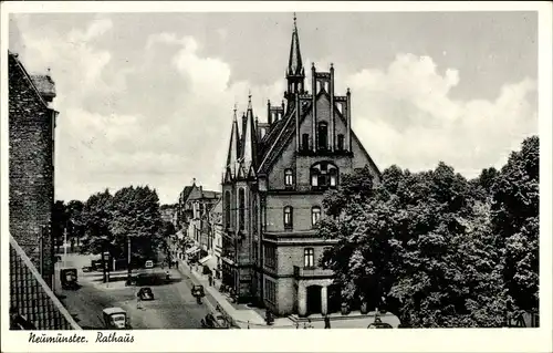 Ak Neumünster a. d. Stör, Straßenpartie am Rathaus