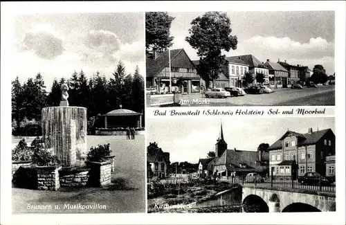 Ak Bad Bramstedt in Holstein, Brunnen, Musikpavillon, Markt, Kirchenbleck