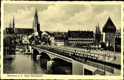 Ak Konstanz am Bodensee, Neue Rheinbrücke, Stadt