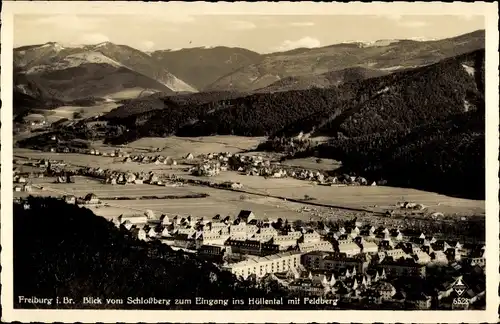 Ak Freiburg im Breisgau, Blick vom Schloßberg zum Eingang ins Höllental