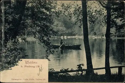 Ak Waldsee Freiburg im Breisgau, Ruderpartie