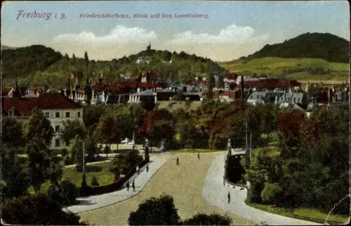 Ak Freiburg im Breisgau, Friedrichsbrücke, Lorettoberg