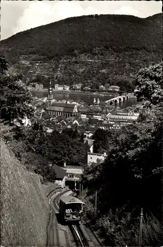 Ak Heidelberg am Neckar, Bergbahn, Stadt, Neckar, Heiligenberg